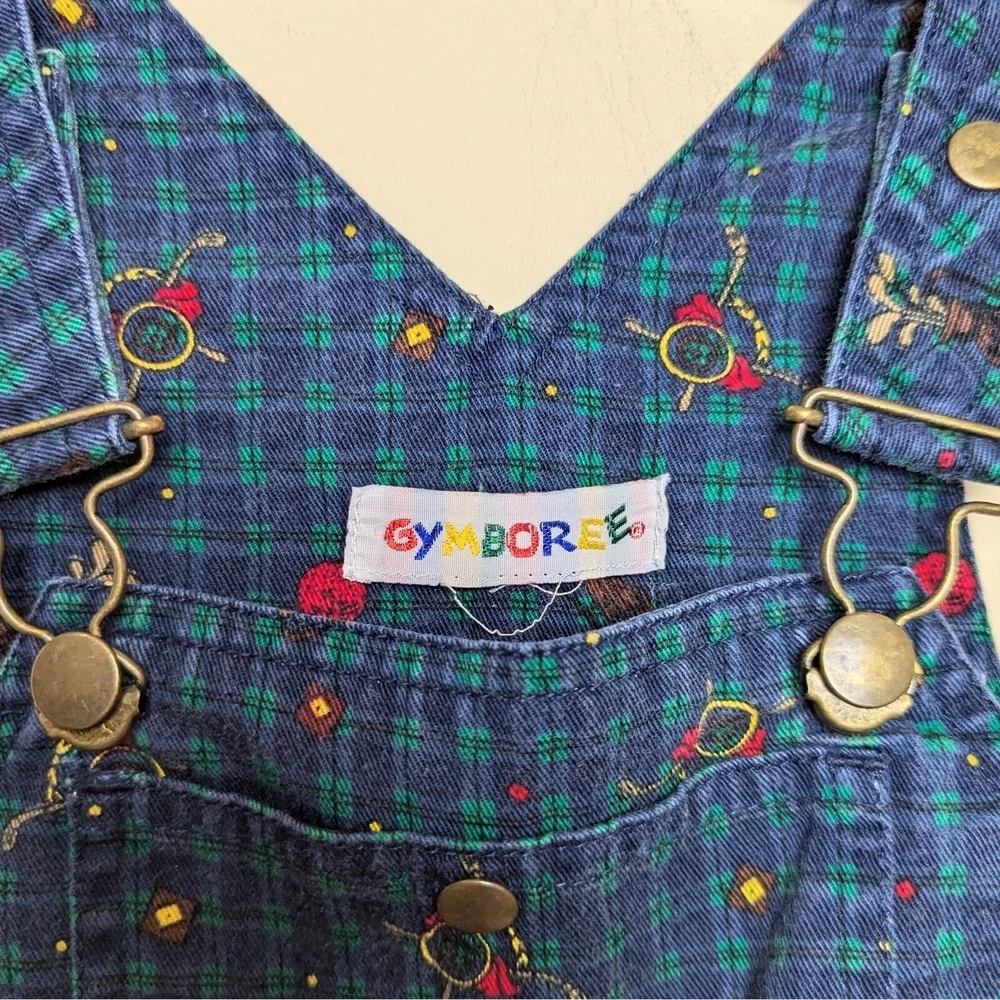 Vintage 90s Gymboree Golf Sports All Over Print Rainbow Tag Overalls 6-12 Months